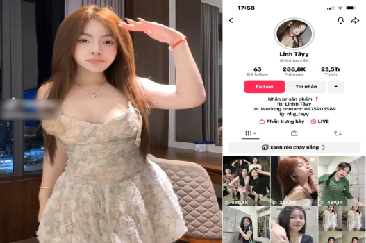 Clip sex Linh Tây tiktoker xinh gái